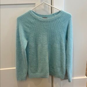 Chico's Aqua Fuzzy Crewneck Sweater